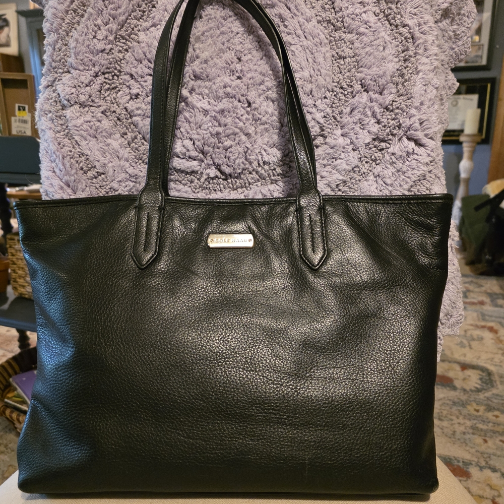 Cole Haan Black Pebbled Leather Tote